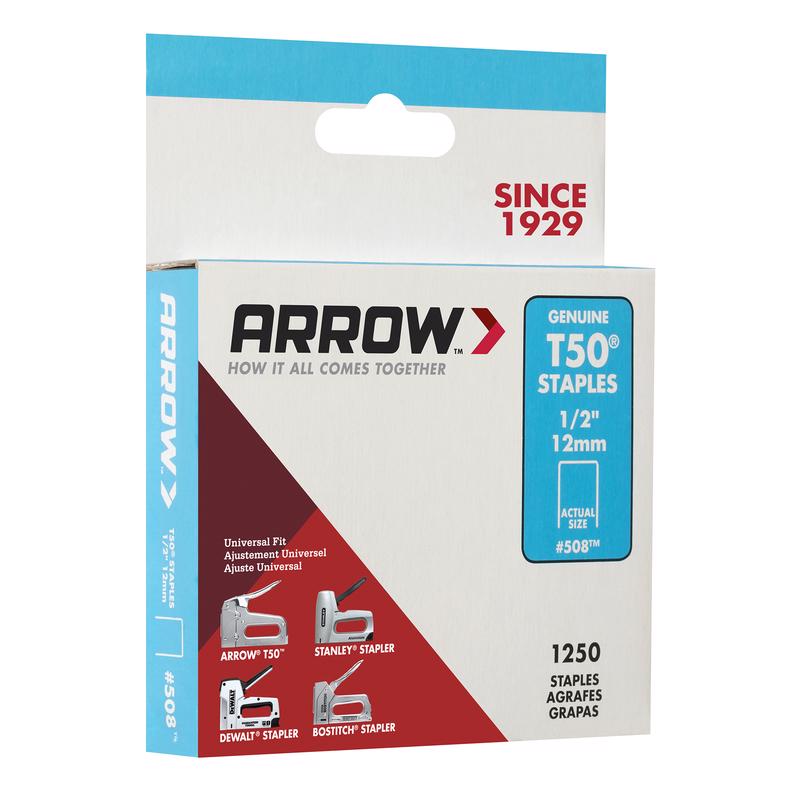 Arrow Fastener 50824 Heavy Duty T50 Staples, 1/2", 1250-Pack