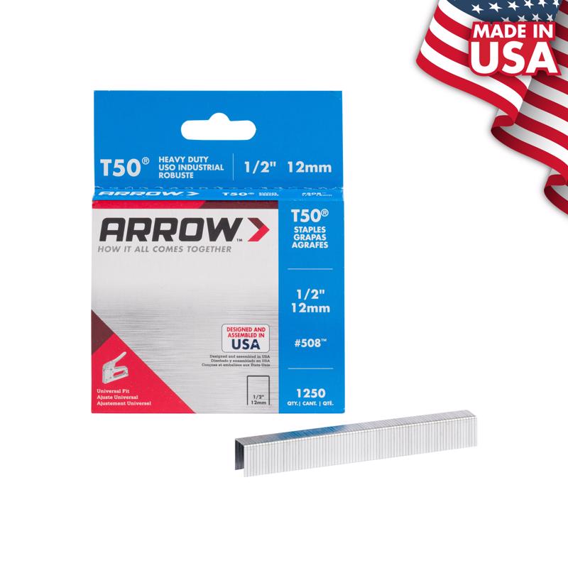 Arrow Fastener 50824 Heavy Duty T50 Staples, 1/2", 1250-Pack