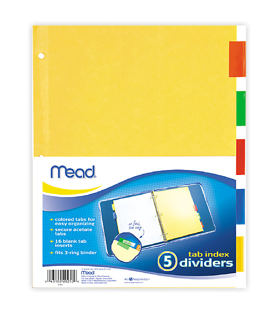 Mead® 20250 Tab Index Divider, 11" x 9"