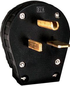 Pass & Seymour Heavy Duty Dual Power Angle Plug, 250V, Black