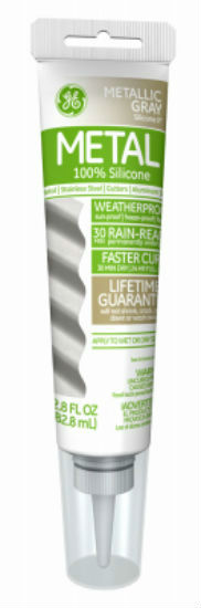 GE GE285 Silicone II Metal Glue & Sealant, Gray, 2.8 Oz