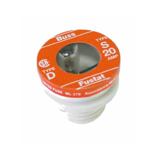 Cooper Bussmann BP/S-20 Type S Plug Fuse, 20 Amp, 2-Pack