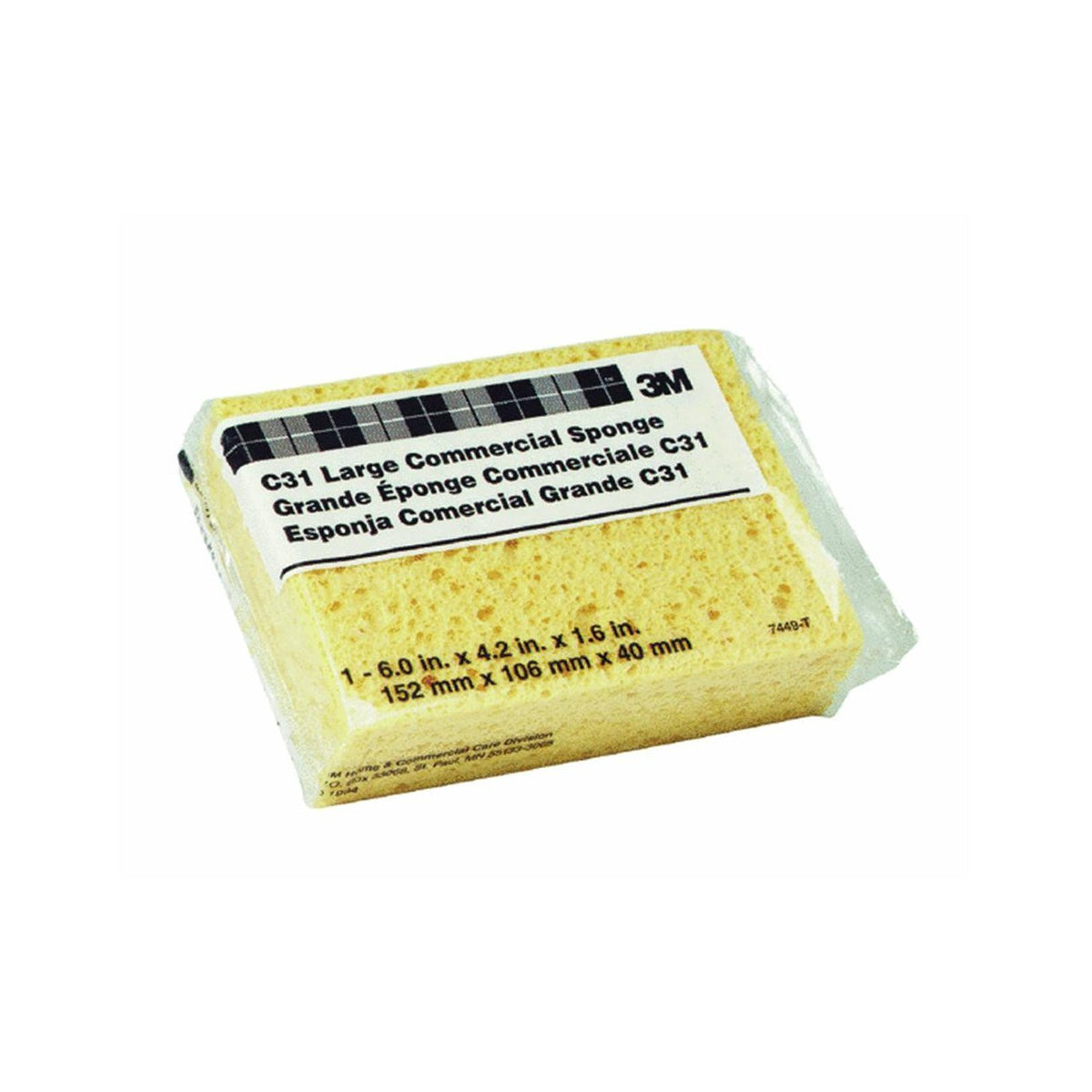 3M C31 Heavy Duty Commercial Cellulose Sponge, 6" x 4.25", Large