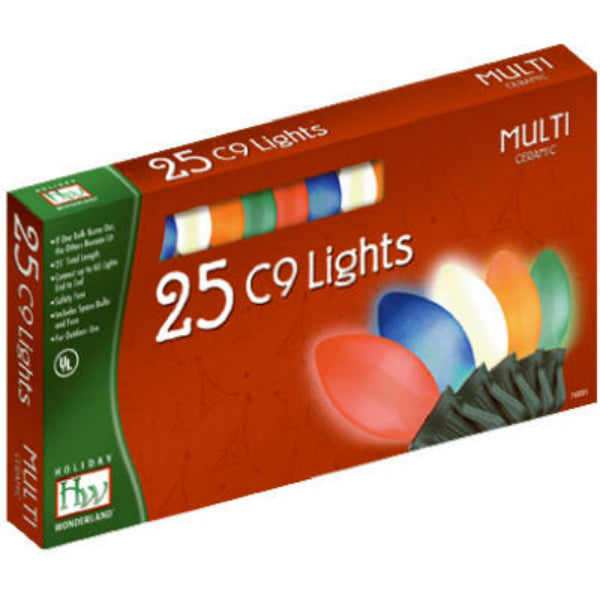 Holiday Wonderland 2924-88 Christmas C9 Ceramic 25-Light Set, 25 feet, Multi Color