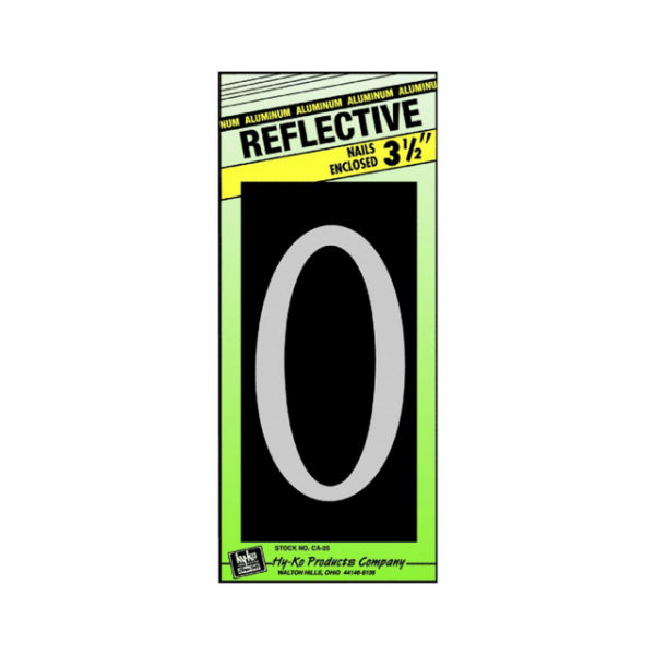 Hy-Ko CA-25/0 Reflective Aluminum House Number 0 Sign, 3-1/2"