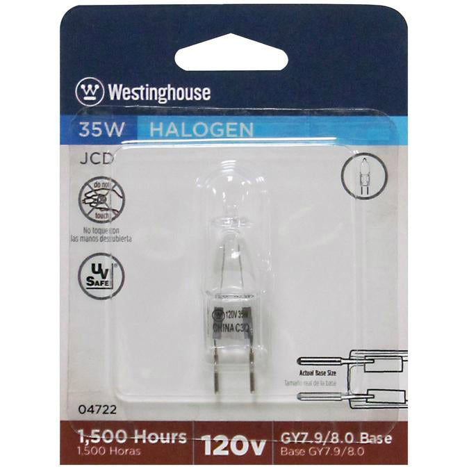 Westinghouse 04722 JCD Halogen T4 Light Bulb, 35W, GY7.9/8.0 Base, Clear
