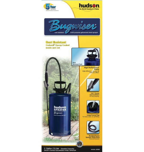Hudson® 62062 Bugwiser® Galvanized Steel Sprayer, 2-Gallon
