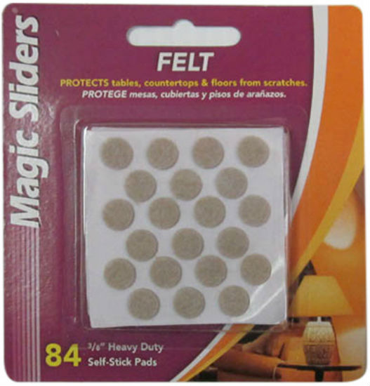Magic Sliders 63118 Oatmeal Heavy Duty Self-Stick Felt Pads, 3/8", 84-Pack