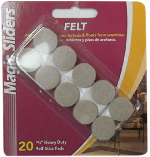 Magic Sliders 63215 Round Self Stick Felt Pad, 3/4", Oatmeal, 20-Pack