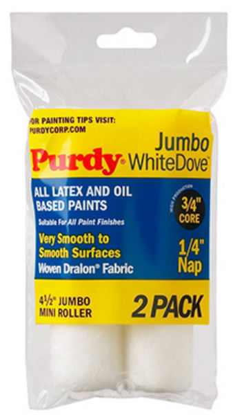 Purdy® 140624010 White Dove Jumbo Mini Roller Cover, 4.5" x 1/4", 2-Pack
