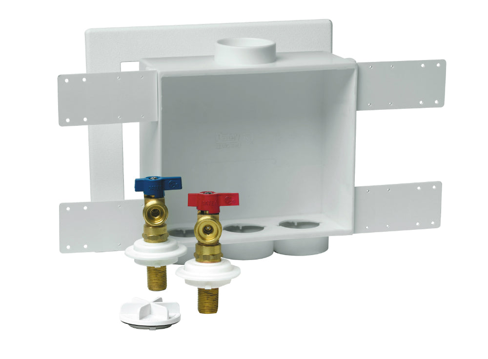 Oatey® 38530 Quadtro Washing Machine Outlet Box with 1/4 Turn Brass Ball Valve