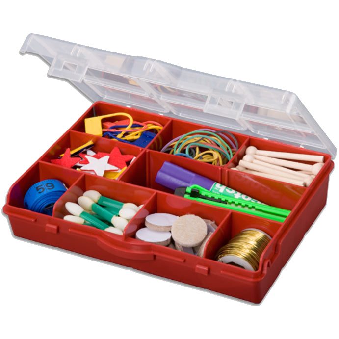 Stack-On® SBR-10 Ten-Compartment Storage Box with Removable Dividers, Red