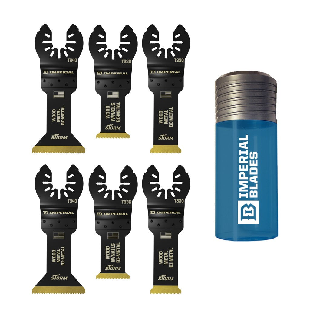 Imperial Blades IBOATV-6 One-Fit Bi-Metal Tin Storm Blades Variety 6-Pack w/Case