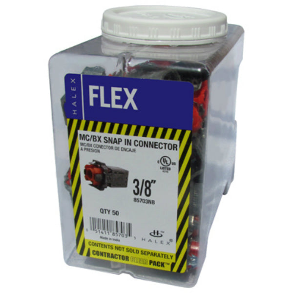 Halex® 85703NB MC/BX Snap In Connector, 3/8", 50 Piece