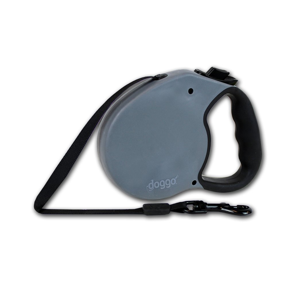 Doggo® DGO-RLSH-GG-MD Everyday Retractable Dog Leash w/Brake, Gray, Medium, 16'