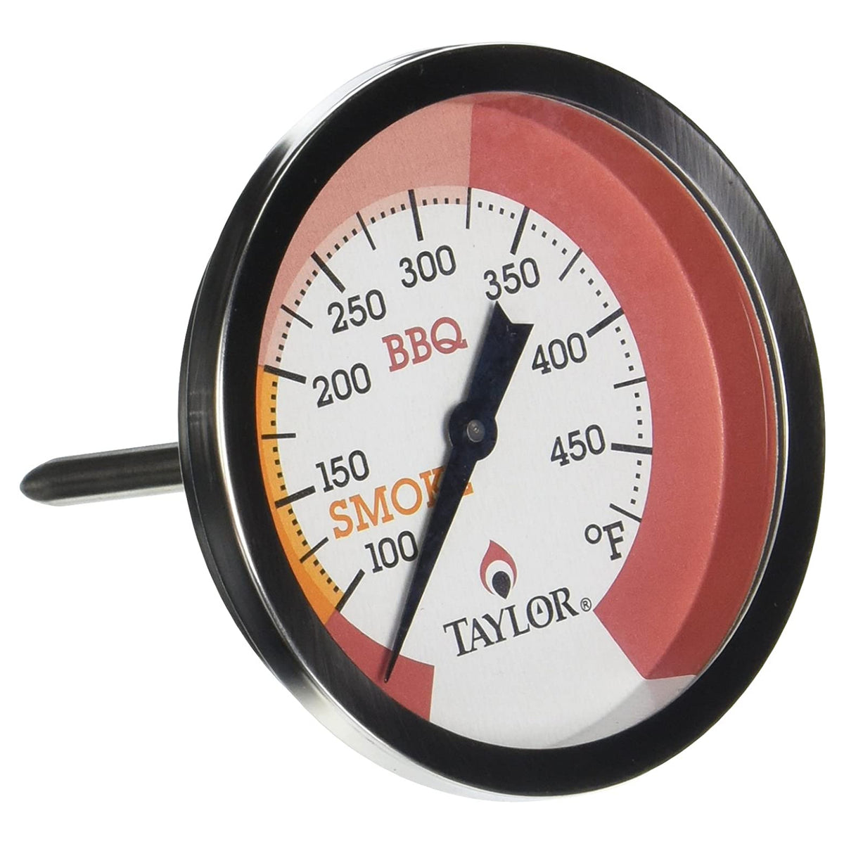 Taylor 814GW Grill/Smoker Thermometer, Stainless Steel Stem