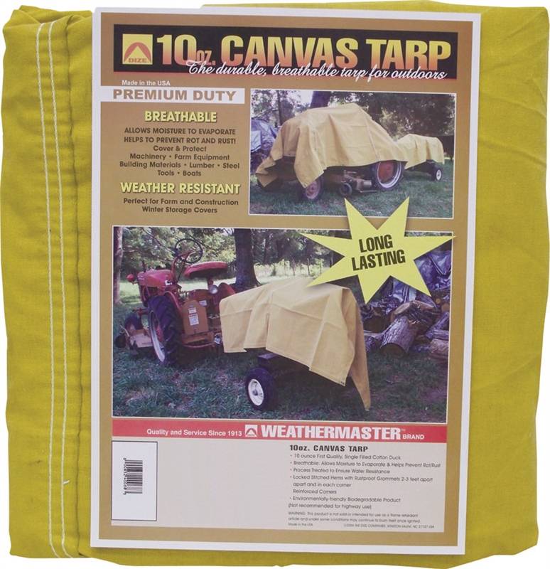 Dize CA1012D Weathermaster 10 Oz Waterproof Cotton Duck Canvas Tarp, 10' x 12'