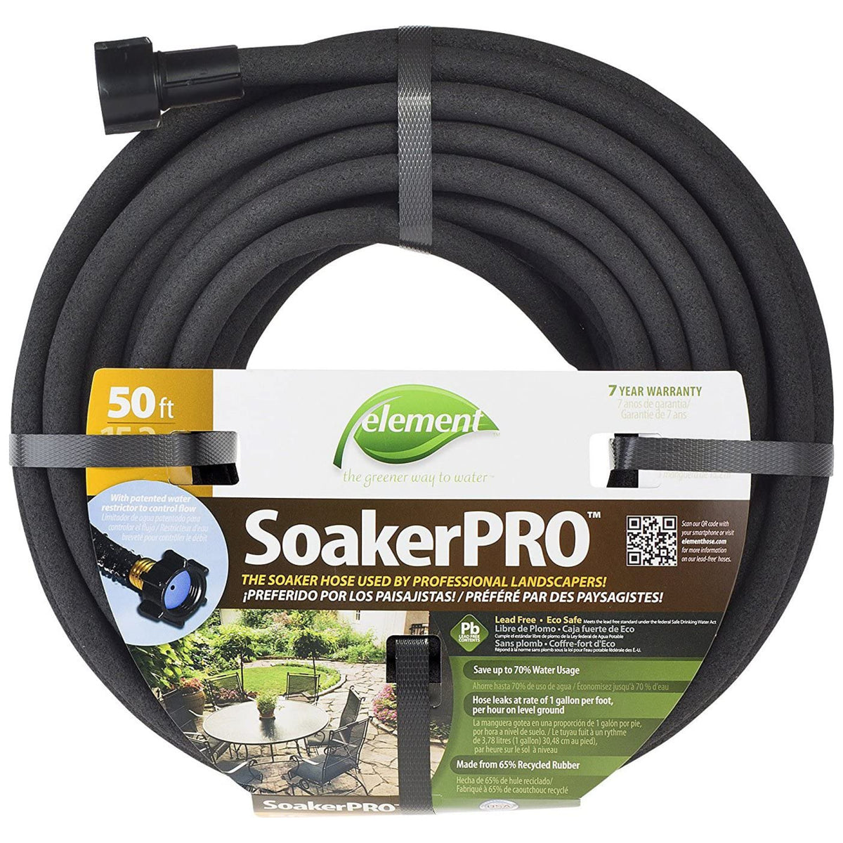 Swan ELSP38050 Element SoakerPro Soaker Hose, Black, 3/8" x 50'