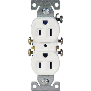 Cooper Wiring 270W Grounding Standard Duplex Receptacles, 2-Pole, White, 15A