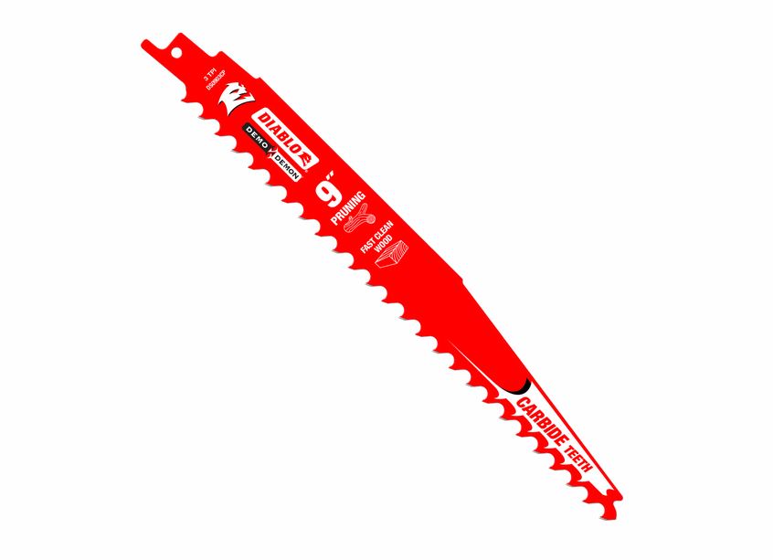 Diablo DS0903CP3 Carbide Pruning & Clean Wood Cutting Recip Saw Blade, 3-TPI, 9", 3-Pack