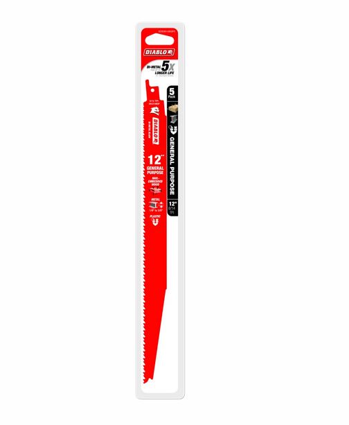 Diablo DS1214BGP5 Bi-Metal Reciprocating Saw Blade, 8/14 TPI , 12 Inch