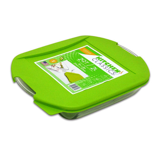 Libra 195-91819LIB Kitchen Classics 8" Square Glass Baking Dish with Lid, 2 Qt