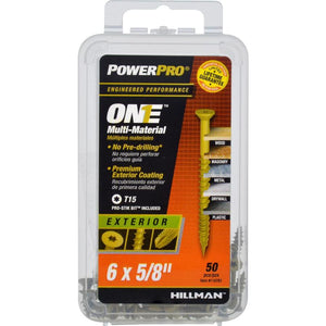Hillman 116781 PowerPro One Exterior Multi-Material Screws, #6 x 5/8", 50-Pack