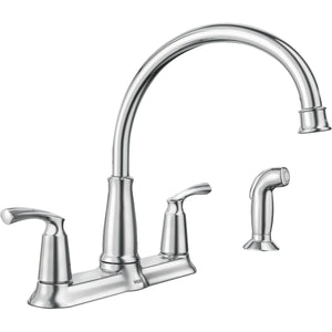 Moen 87403 Bexley Two-Handle High Arc Kitchen Faucet with Side Spray, Chrome