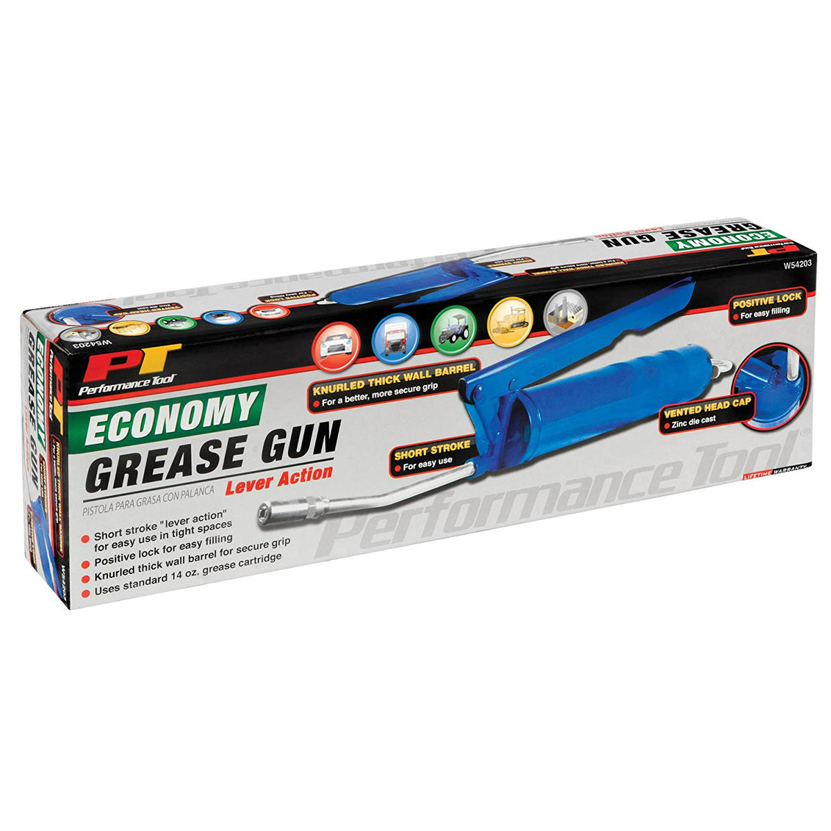 Performance Tool W54203 Lever Action Economy Grease Gun with Positive Lock