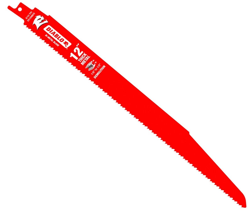 Diablo DS1208BFD2 Bi‑Metal Recip Blade for Thick Metal/Demolition, 8/10 TPI, 12", 2-Pack