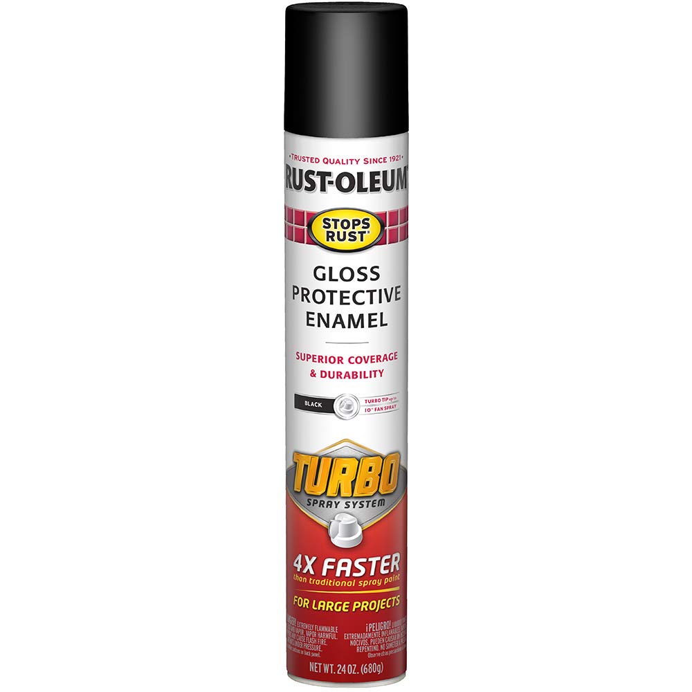 Stops Rust 334128 Gloss Protective Enamel Turbo Spray System, 24 Oz, Black