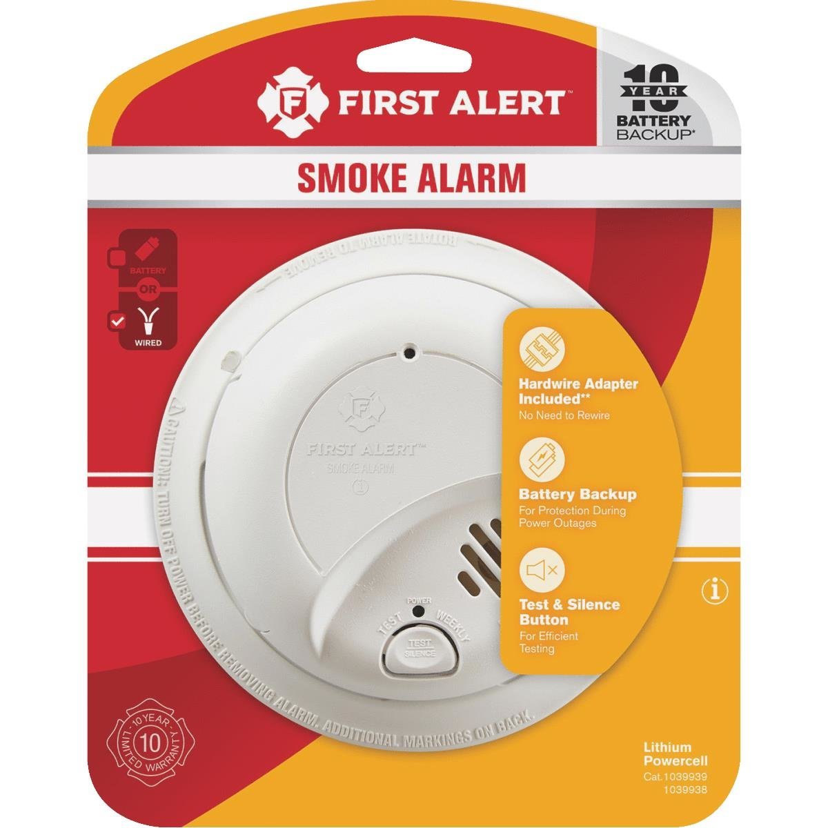 First Alert 1039939 Hardwired Smoke Alarm with with 10-Year Battery Backup