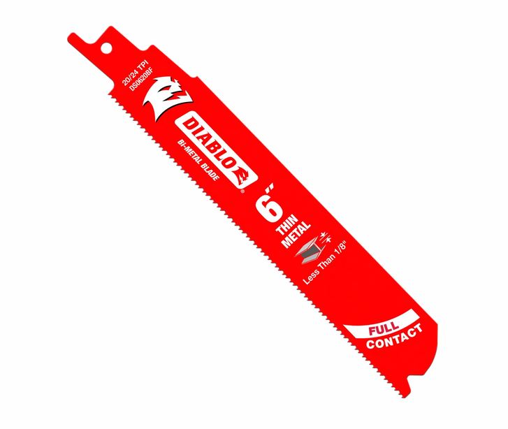 Diablo DS0620BF5 Bi‑Metal Recip Blade for Thin Metal, 20/24 TPI, 6", 5-Pack
