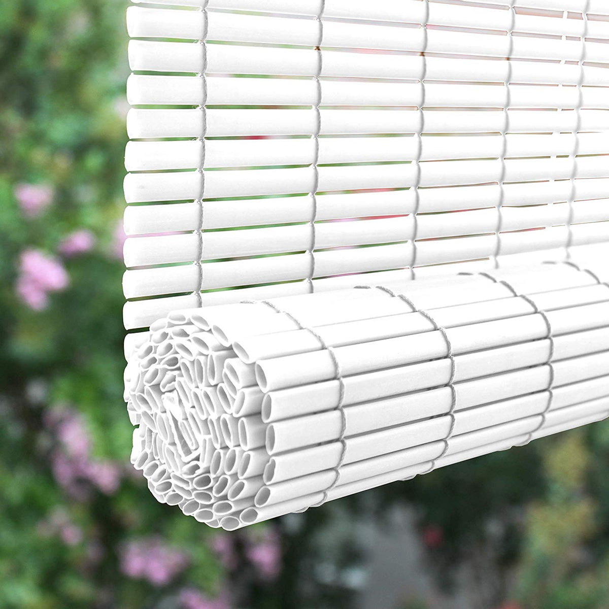 Lewis Hyman 3320166 Cord Free 1/4" Oval Roll Up Blind PVC Shade, White, 72"x72"
