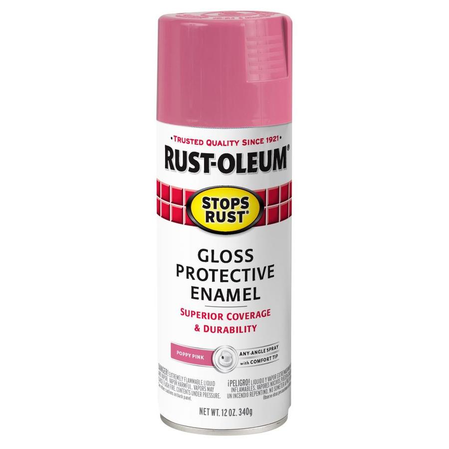 Rust-Oleum 347026 Stops Rust Protective Enamel Spray, Gloss Poppy Pink, 12 Oz