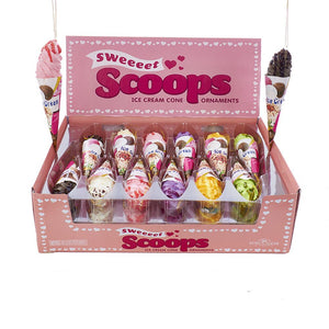 Kurt Adler D3057 Sweet Scoops Ice Cream Cone Christmas Ornaments, 6.89"