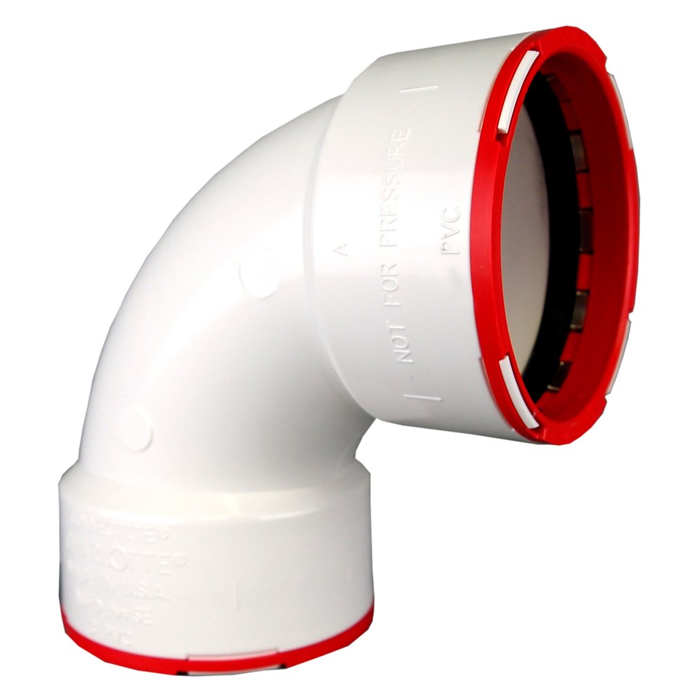 Charlotte CTT-00300-0800 ConnecTite Schedule 40 90-Deg Hub PVC DWV Elbow, 1-1/2"