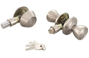 Prosource T-5764-D101SS Mobile Home Door Knob & Deadbolt Combo, Stainless Steel