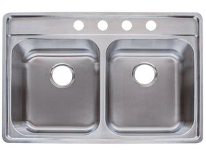 Franke EVDAS804-20 Double Bowl Kitchen Sink, Satin