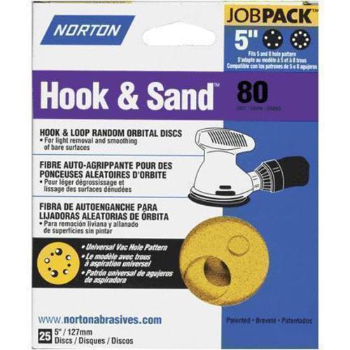 Norton 04062 Hook and Loop Sanding Disc, 5" Dia., Grit 80