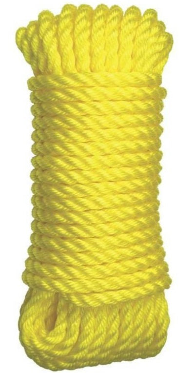 Ben-Mor 60148 Twisted Polypropylene Rope, 3 Strands, 1/4" x 100', Yellow