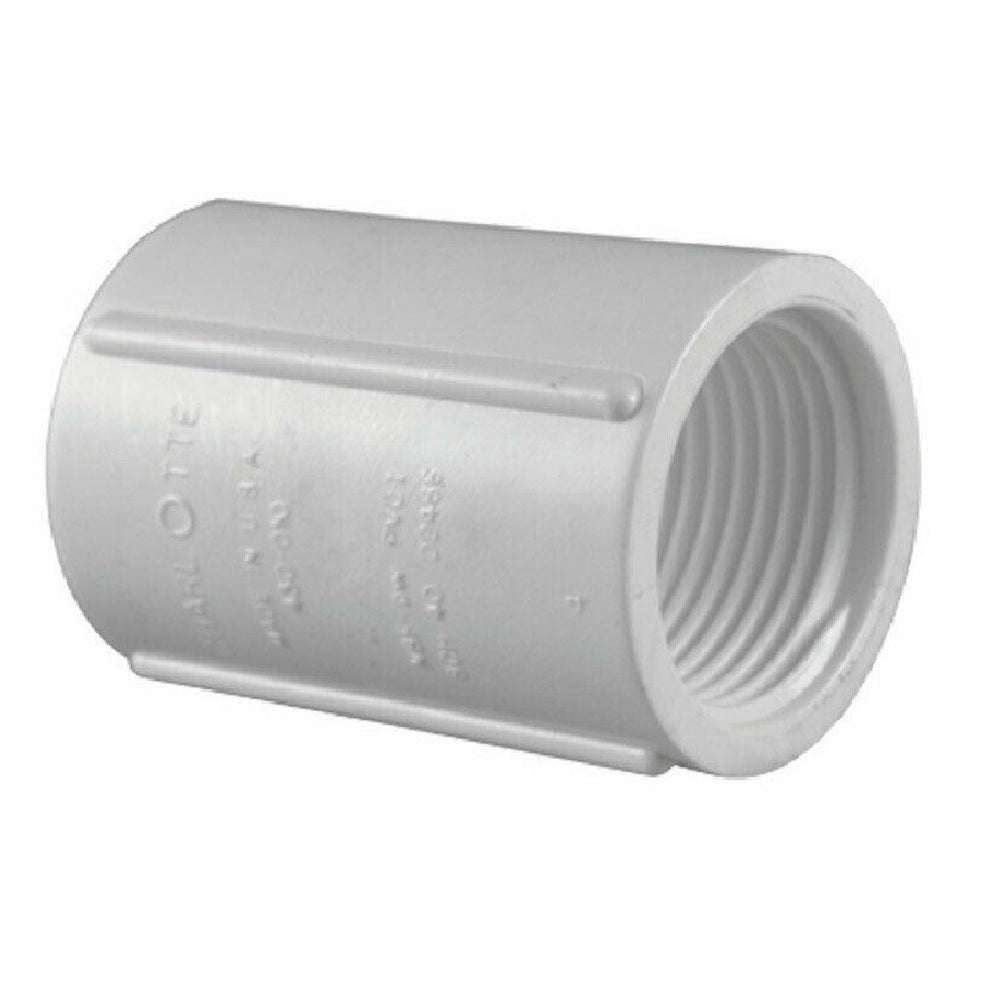 Charlotte Pipe PVC 02102 1000HA Threaded Coupling, White, 1 Inch