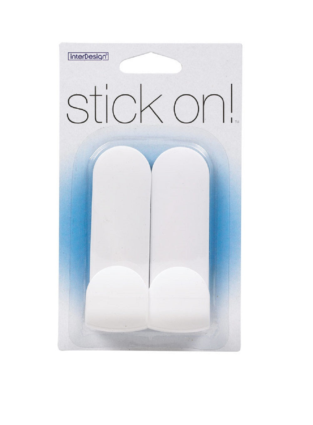 InterDesign® 17301 Self Adhesive Tall Hook, White, 2-Pack