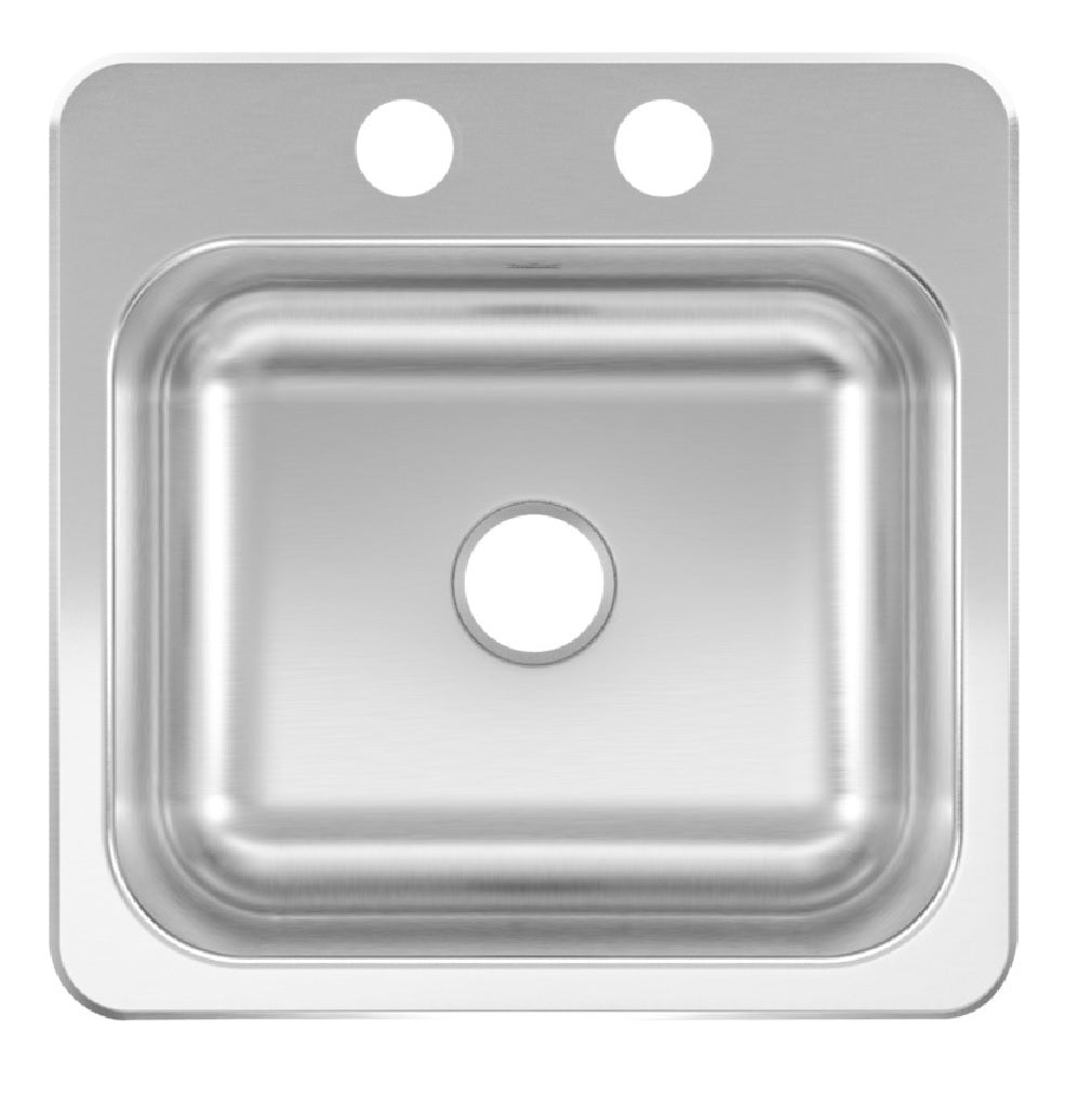 Kindred CSLA1515-6-2CBN Top Mount Single Bowl Bar Sink, Satin