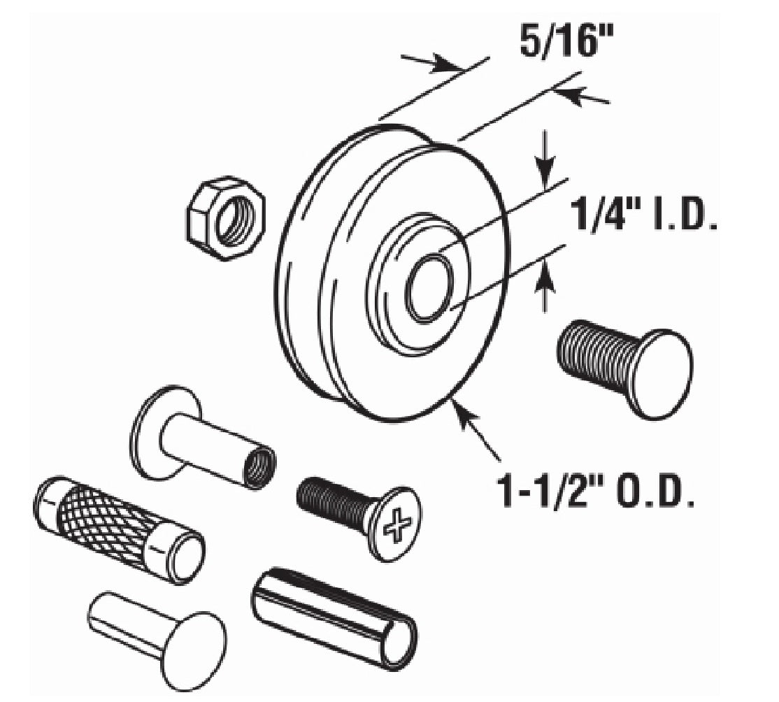 Prime-Line D 1797 Patio Door Roller Kit, 1-1/2 Inch
