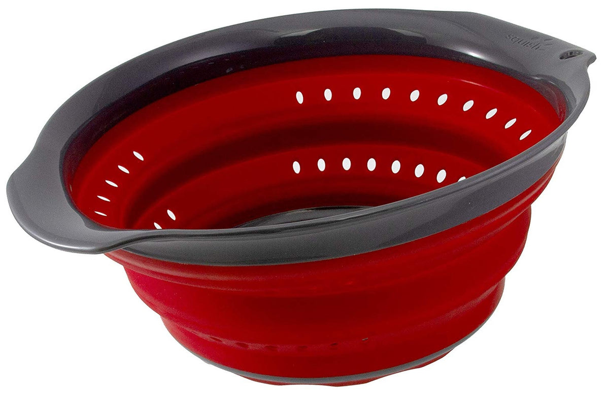 Squish 41140 Collapsible Colander, 4 Quart, Red & Gray