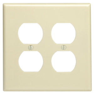 Leviton 001-86116-000 Duplex Receptacle Wall Plate, 2 Gang, Ivory