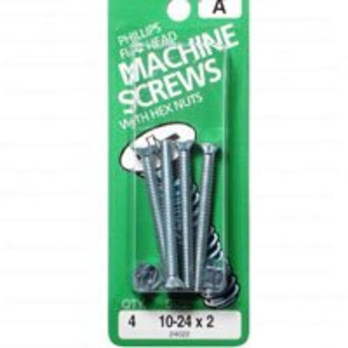 Midwest 24022 Machine Screws, Phillips Flat, 10-24 x 2"